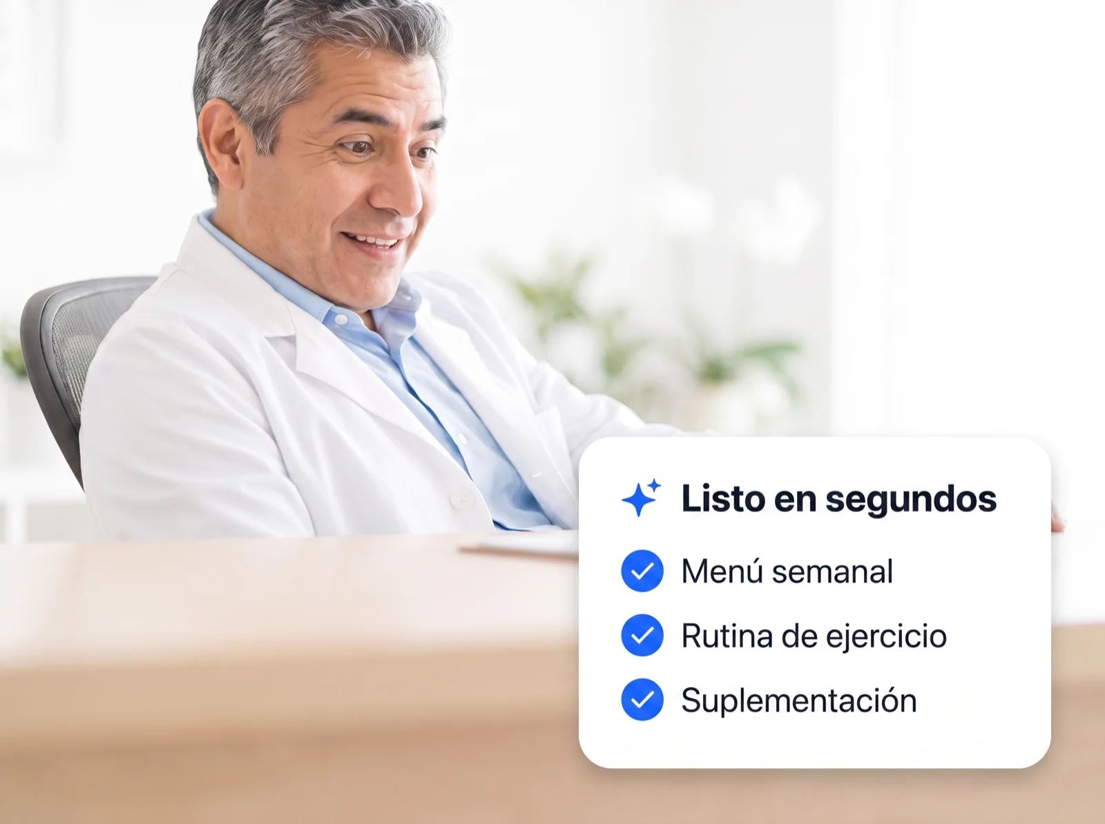 Plan generado por Avena con el menú de la semana, la rutina de ejercicio y la suplementación del paciente